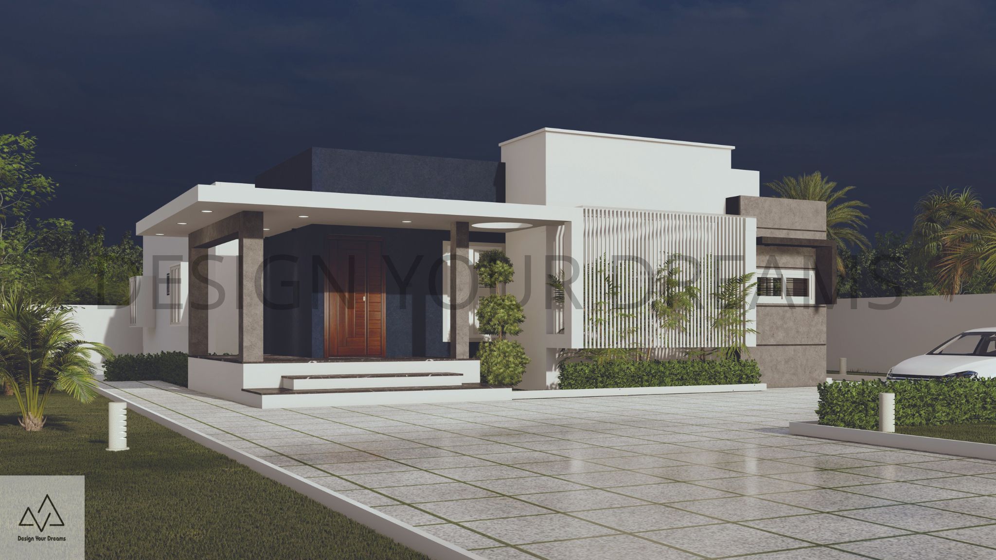 Modern Single Storey Night View